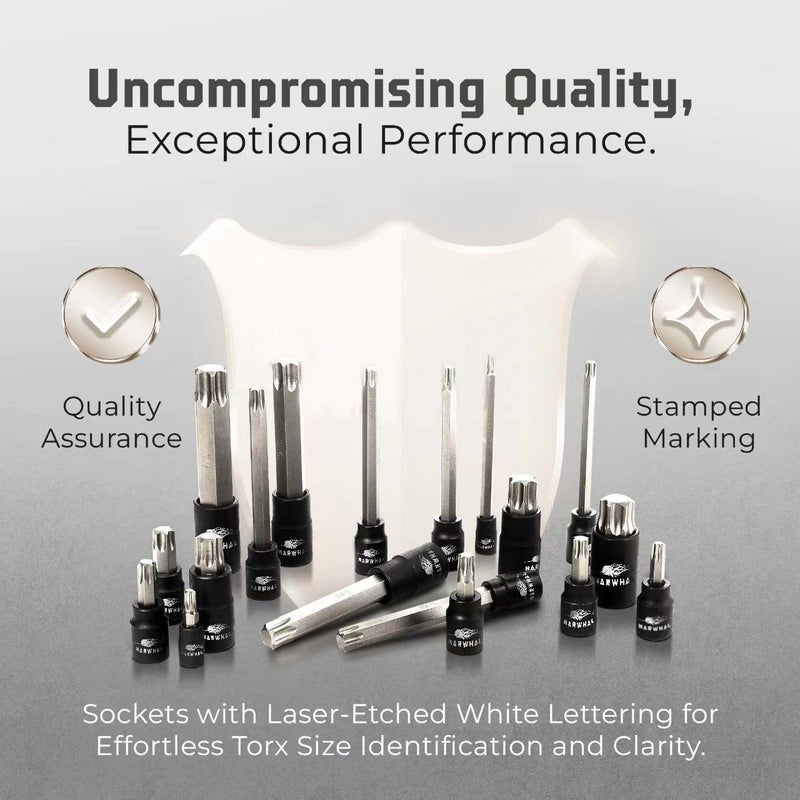 Narwhal T50 Torx Bit Socket - 3/8 Drive - 2 Pack Includes 3.5" Long & Short 2" Bit - Industrial Grade S2 Alloy Steel - Image 4